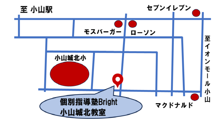 小山市の個別指導塾Bright　案内地図